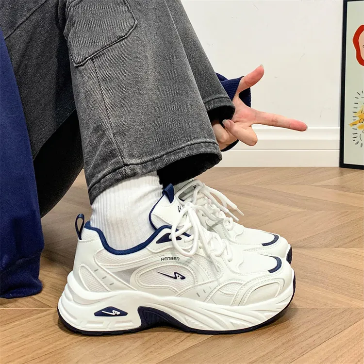 人本超火老爹鞋ins潮百搭鞋子女款2026春季透气网面运动鞋女厚底