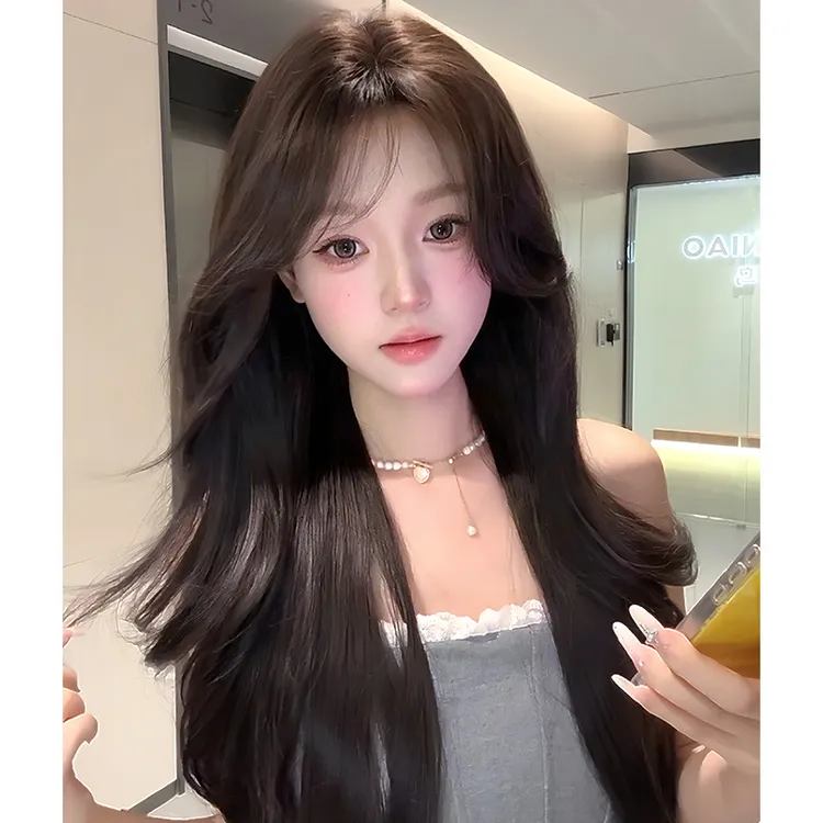 【南韩oni】假发女全头套式长卷发黑棕色甜美韩式发型中长发假发套