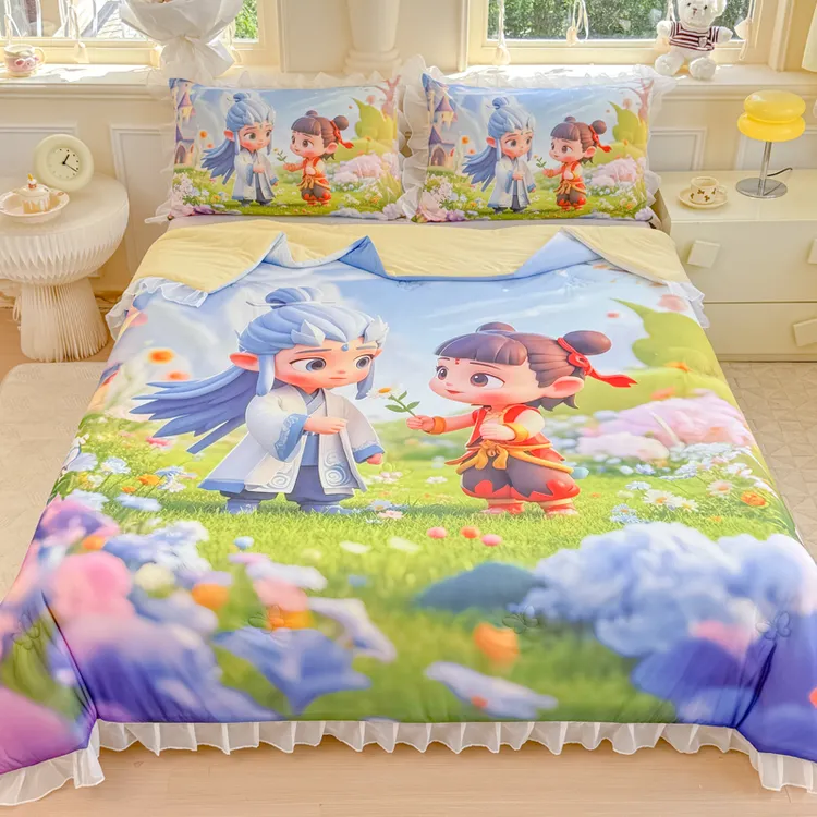 哪吒敖丙冰丝夏季空调被卡通动漫印花夏凉被可机洗亲肤凉感薄款被