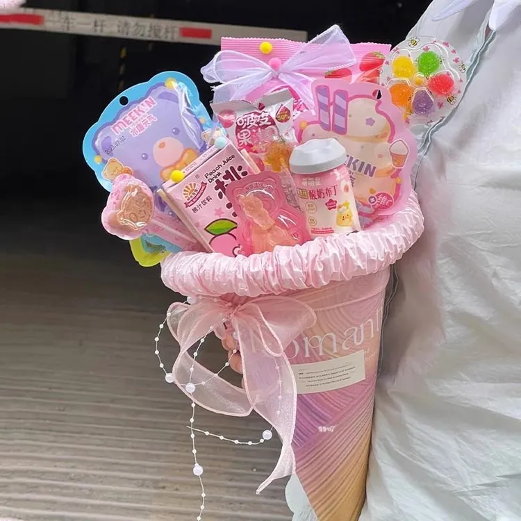 创意diy零食甜筒花束手工材料包情人节七夕送女生女朋友生日礼物