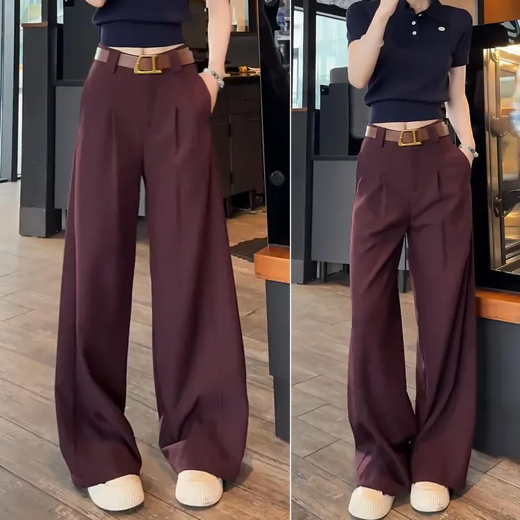 宽松阔腿裤女2025新款慵懒松弛感裤子春秋季休闲裤胖mm大码西装裤