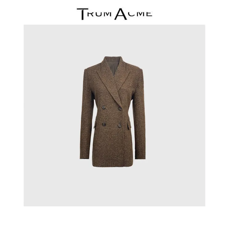 TrumAcme~【唐顿庄园】粗花毛呢外套羊毛人字纹西装大衣