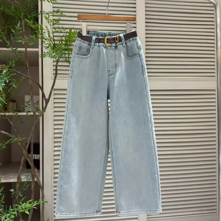 【高端货】女童加绒弹力直筒阔腿牛仔裤谁穿谁好看DH0246