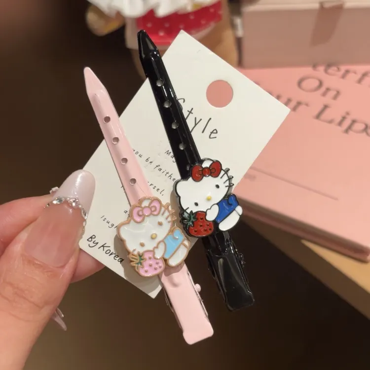 可爱Kitty猫化妆无痕发夹kt卡通鸭嘴侧边甜美刘海发卡少女发饰