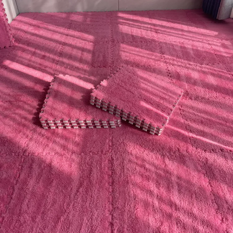 卧室拼接地毯毛绒泡沫地垫家用床边毯少女房间地毯隔音降噪地毯垫