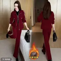 【运费补助】5866女士新款时尚气质加绒加厚休闲减龄两件套