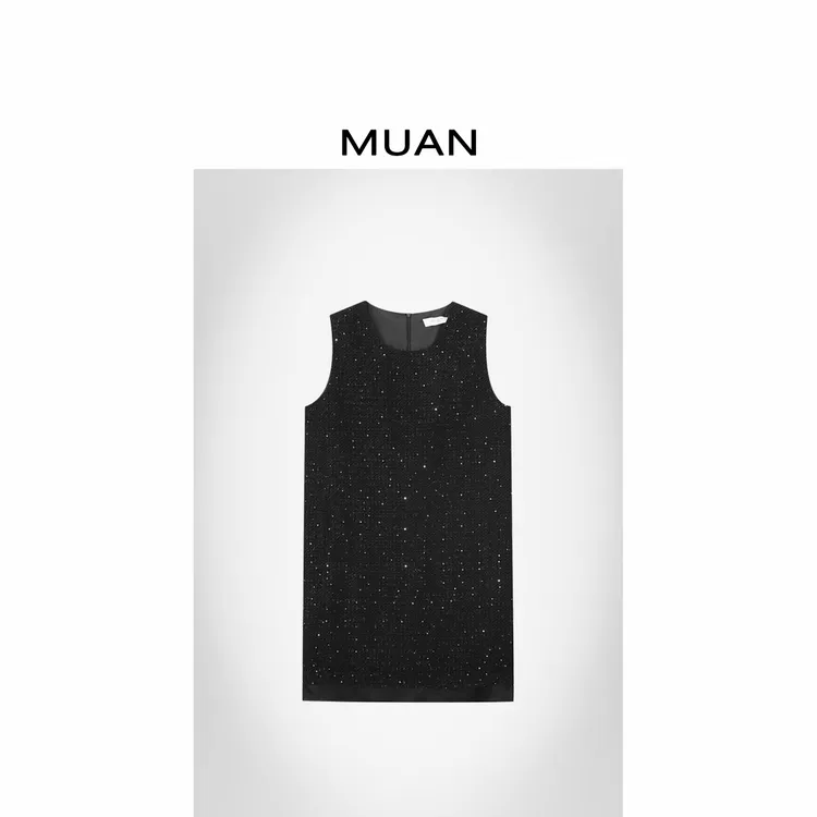 MUAN：《高定星光裙》定制高级百搭黑色宽松连衣裙女DS-9285