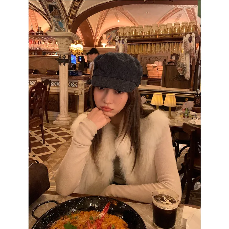 韩系咖色立领毛毛外套女秋冬软糯修身短款高级感仿皮草马甲上衣