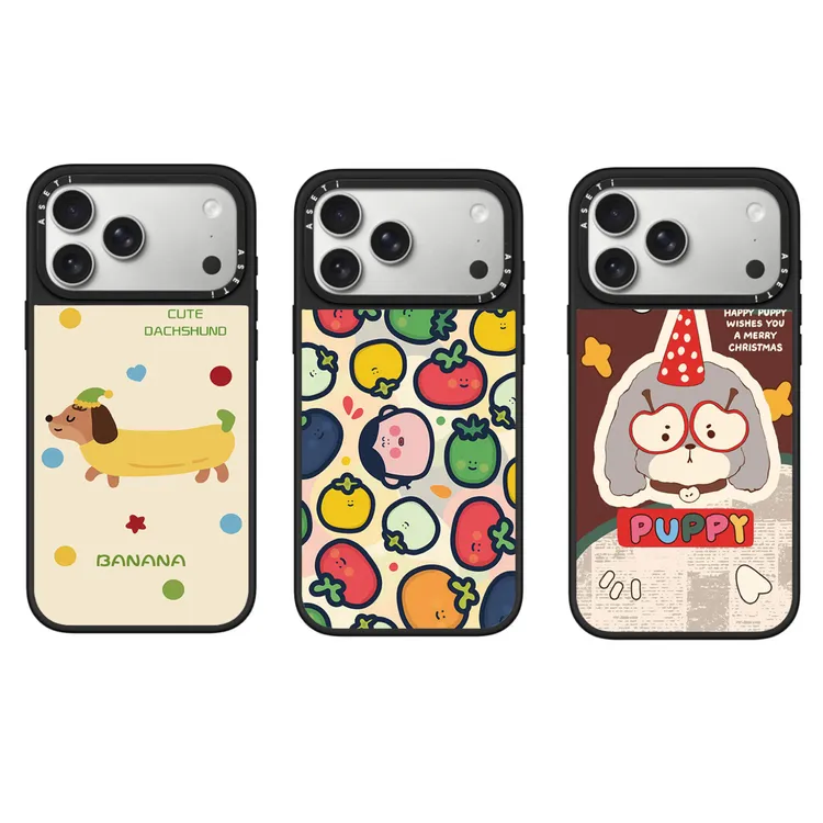 【定制款磨砂黑框】Case卡通可爱波点腊肠狗苹果手机壳iPhone16/11