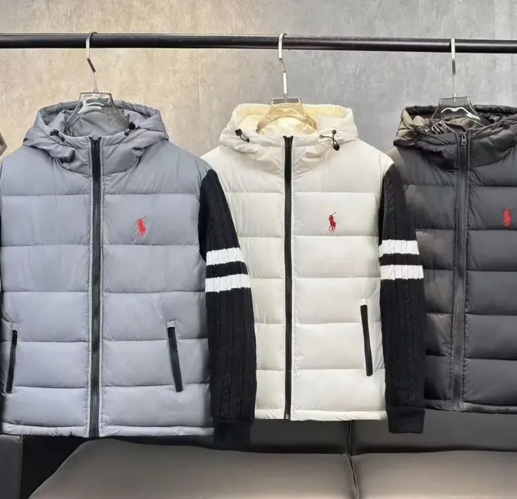 冬季新款保暖棉服男女排骨拼接立领针织情侣休闲加厚外套棉袄