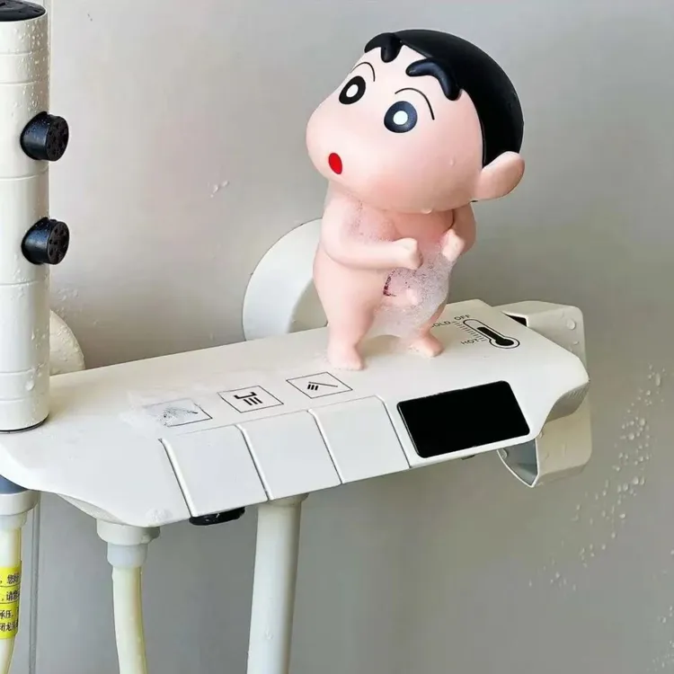 12CM洗澡小新浴室摆件蜡笔小新洗澡搭子大象创意可爱摆件抽象搞怪