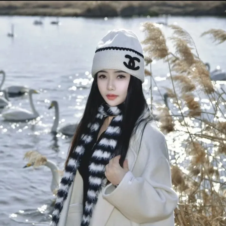 重磅欧美ins帽子香风双C针织秋冬字母百搭冷帽保暖冷帽毛线帽时尚