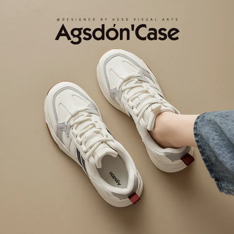 奥古狮登厚底阿甘鞋女款2025新款春秋小个子增高小白芭蕾德训鞋