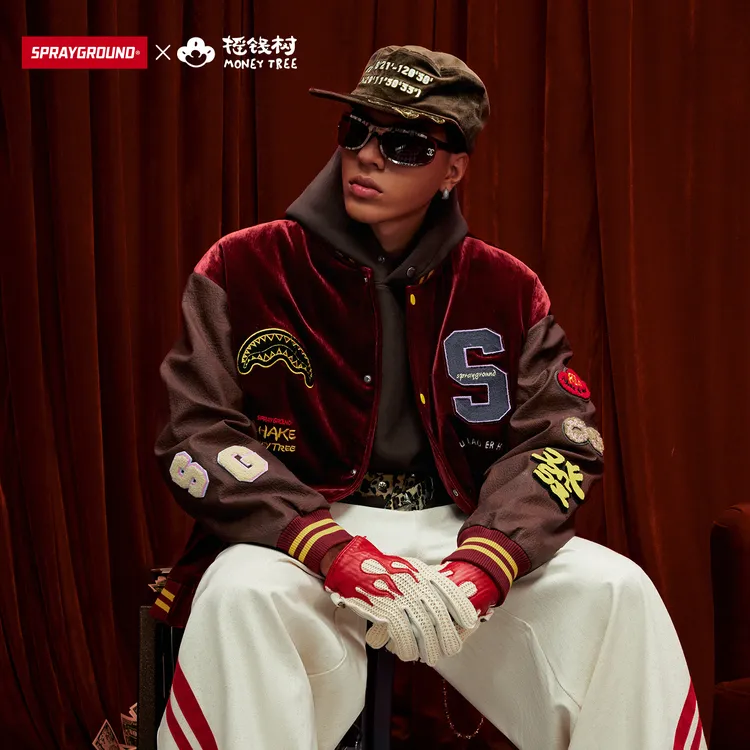 【摇钱树系列】SPRAYGROUND鲨鱼嘴棒球夹克美式宽松拼接GC WE131103