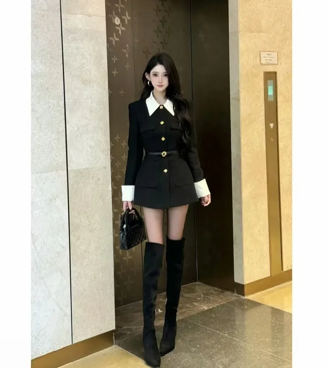 W553 新款时尚气质外套半身裙套装减龄显瘦两件套