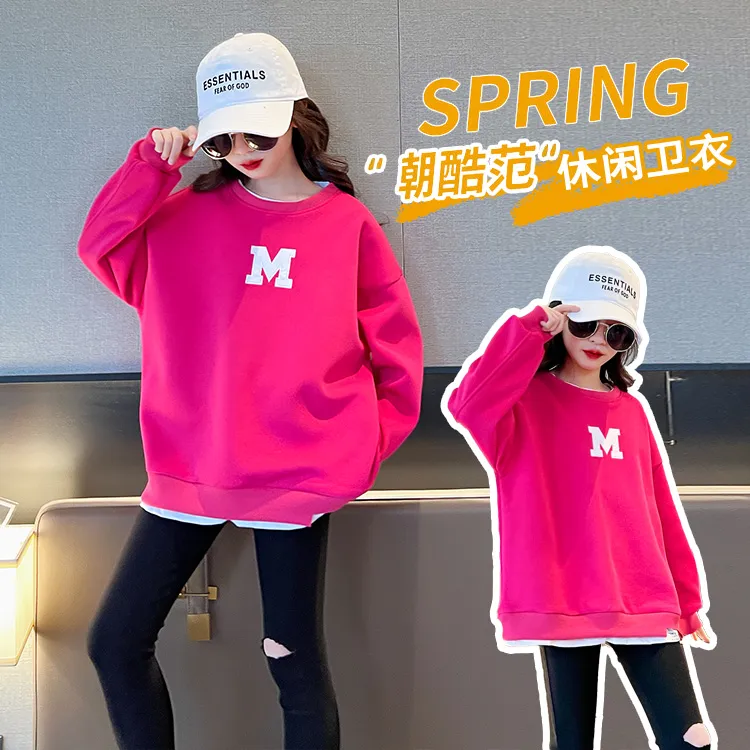 女童休闲中大童2025秋新款甜美洋气时髦宽松宝宝韩版长袖套头卫衣