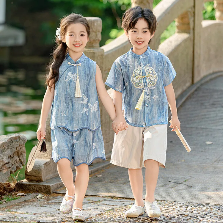 汉服儿童演出服春秋季男童古装女童唐装新中式国风幼儿园国学服装