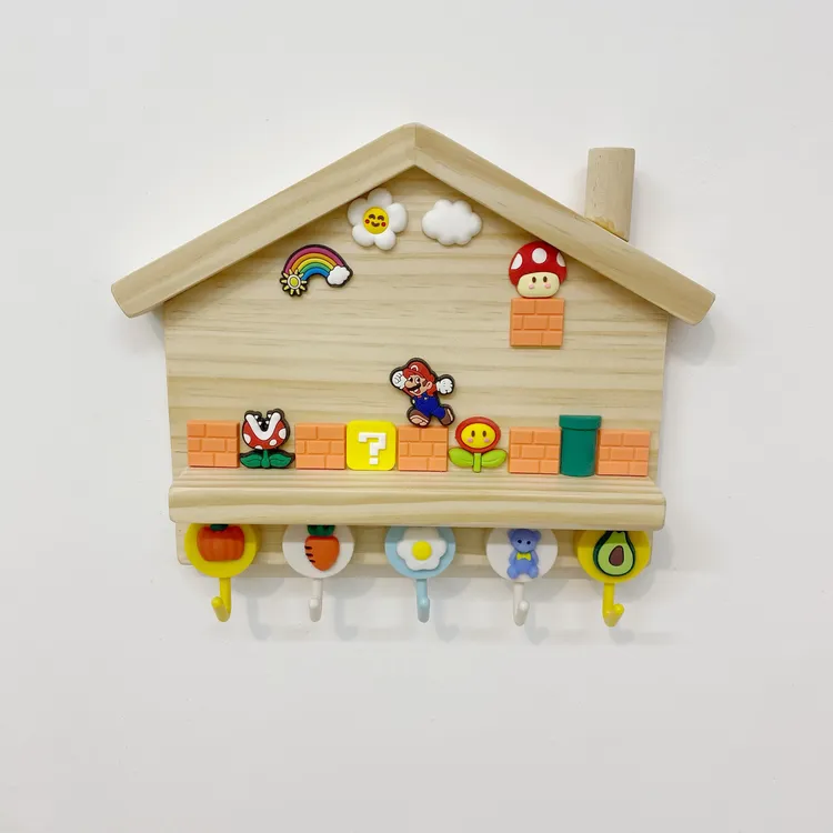 多巴胺钥匙挂钩实木墙饰框客厅卧室墙壁装饰超级马里奥卡通挂钩