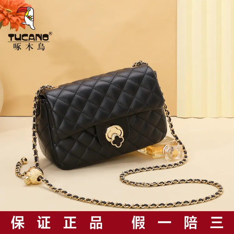 【现货】啄木鸟真皮包包女款爆款2025秋冬时尚小金球单肩斜挎女士包