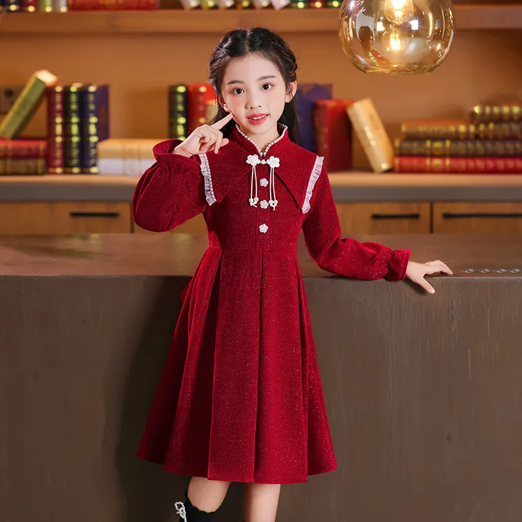 女童连衣裙秋冬装2025新款儿童公主裙小女孩洋气加绒韩版春秋裙子