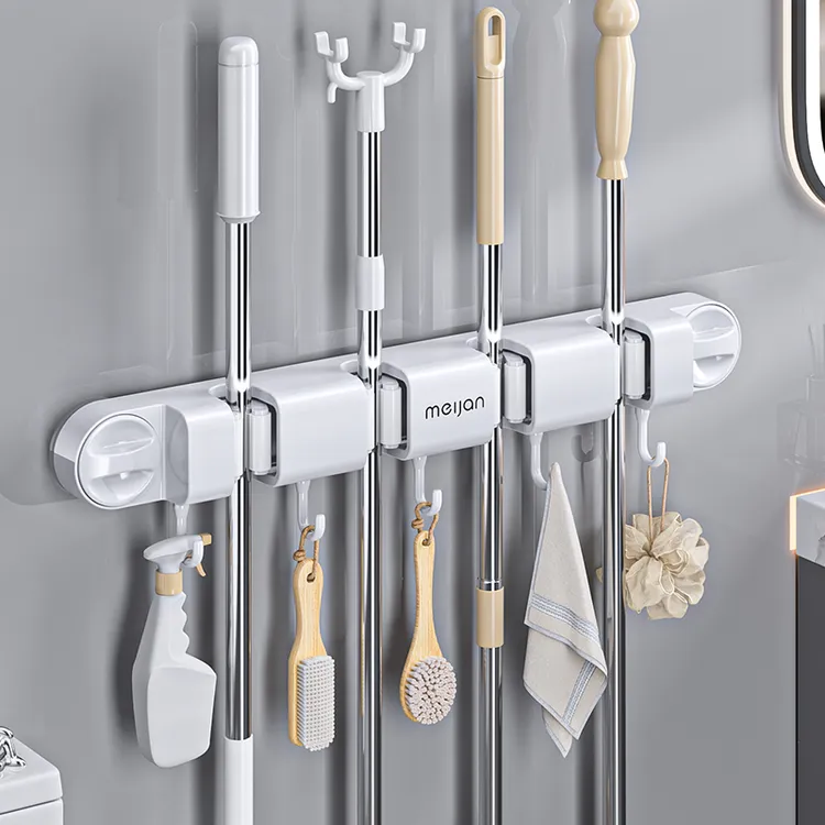 美简吸盘拖把壁挂夹浴室家用扫把夹卫生间免打孔门后挂钩强力承重