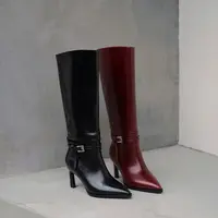 COVONTY「original」疏离感 皮带扣长筒瘦瘦靴女尖头细高跟及膝靴