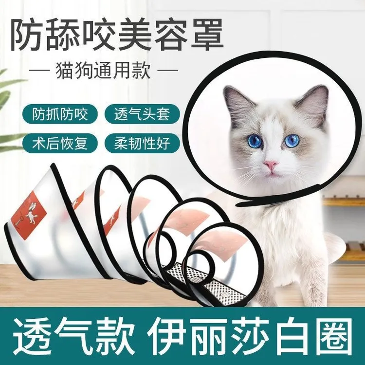 伊丽莎白圈项圈脖套幼猫猫猫套头罩绝育防咬防舔猫咪狗狗透明头套