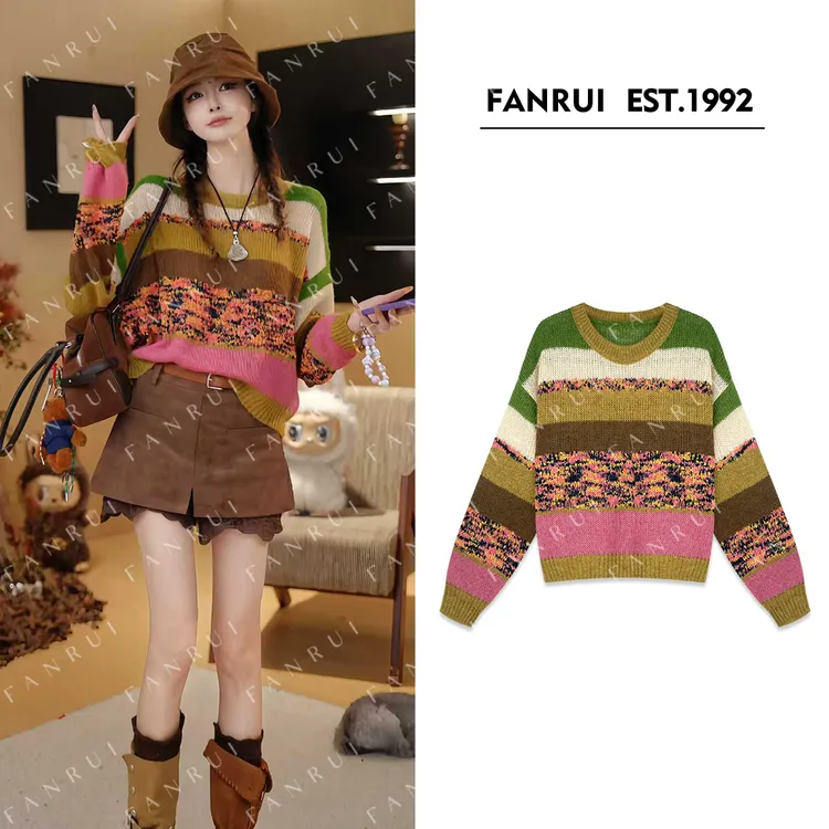 FANRUI/泛芮「贝贝biuu」羊毛混纱时髦洋气百搭显瘦针织毛衣B18339