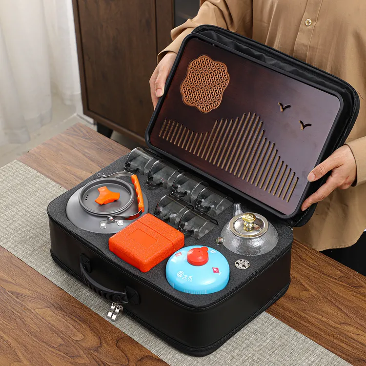 车载户外玻璃茶具露营围炉煮茶便携式旅行茶具套装烧水壶一整套