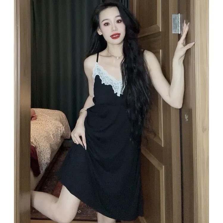 【带胸垫】夏季显瘦睡裙女性感战袍爆款2025纯欲风睡衣女夏天薄款