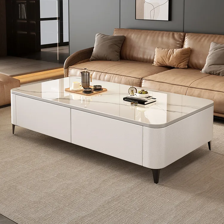 岩板茶几客厅家用现代简约2025新款茶桌方形网红小户型茶几电视柜