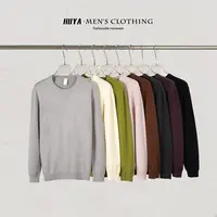 【虎牙兄弟】毛衣男款2025秋冬爆款慵懒感纯色圆领百搭针织衫M25101