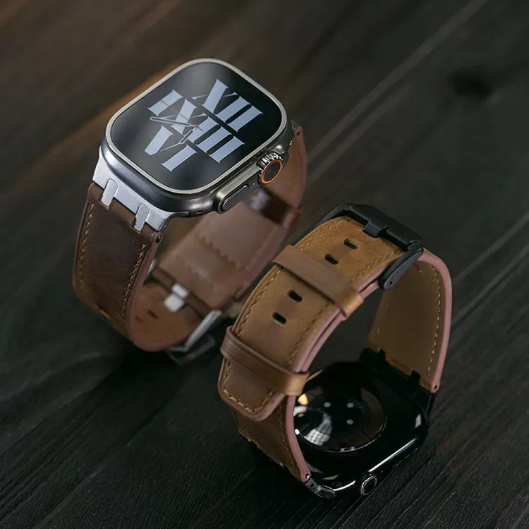 复古磨砂质感AppleWatch真皮表带适用苹果手表iwatch疯马皮ultra3