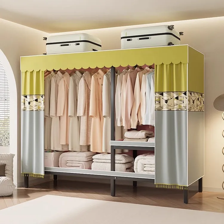 卧室家用布衣柜出租房全钢架收纳柜新款柜子结实耐用免安装