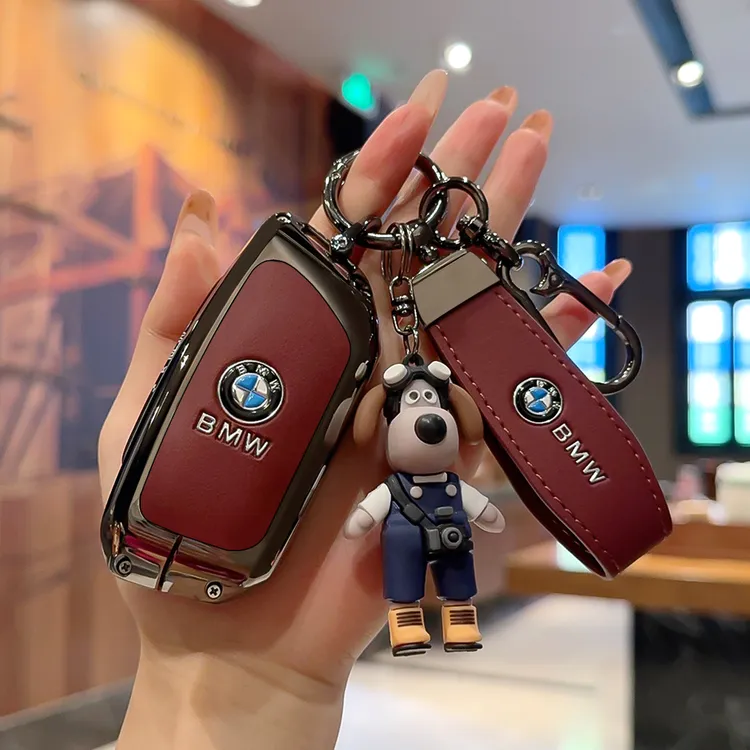 适用宝马钥匙套25款X5X3扣5系530li金属535le车包7系X1X6X7壳真皮