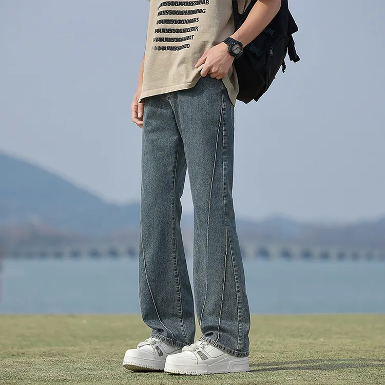 WILLIAMPOLO/英皇保罗正品保罗25新品夏季舒适拼接男士微喇牛仔裤