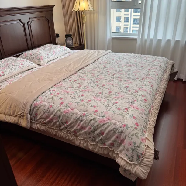 小茹家居   秋冬季新款复古碎花款双面一面绒一面棉床盖