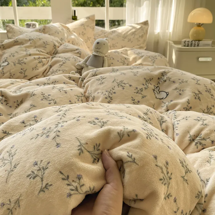 秋冬加厚被套小清新牛奶绒双面绒床上被罩珊瑚绒床单被套学生宿舍