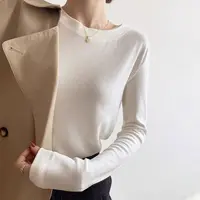 清 清 清」打底万jin油！柔软亲肤微磨毛圆领长袖T恤女 D00045
