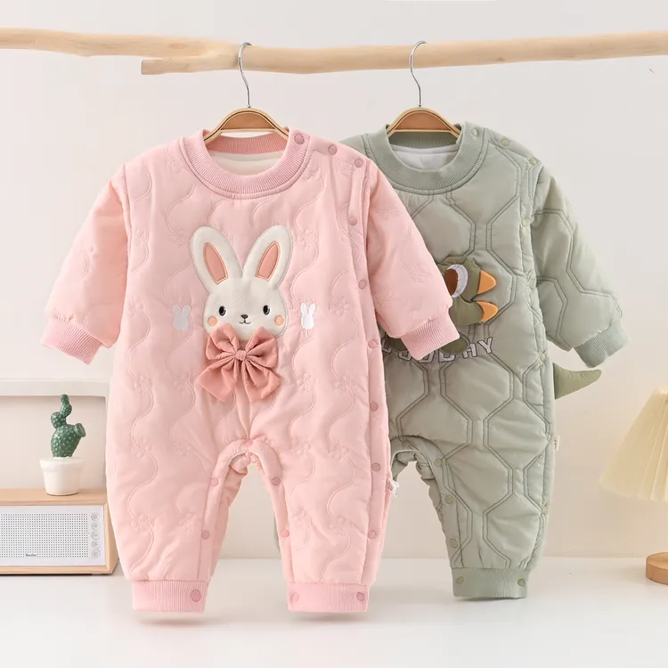 婴幼儿男女宝宝可爱卡通秋冬棉服加厚连体衣爬爬服新品保暖