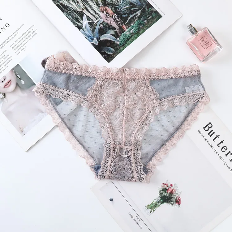 田园镂空时尚新款透气性感无痕舒适透气三角裤少女薄款蕾丝三条装