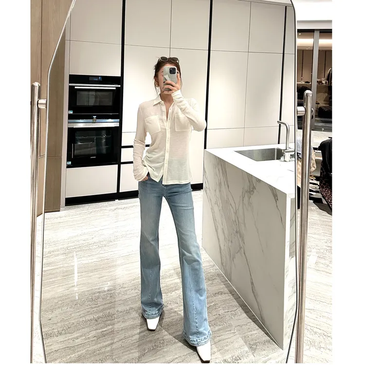 设计师款直筒牛仔裤