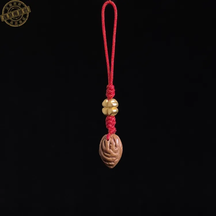 野生桃枭桃核雕刻迷你手机链挂件包挂