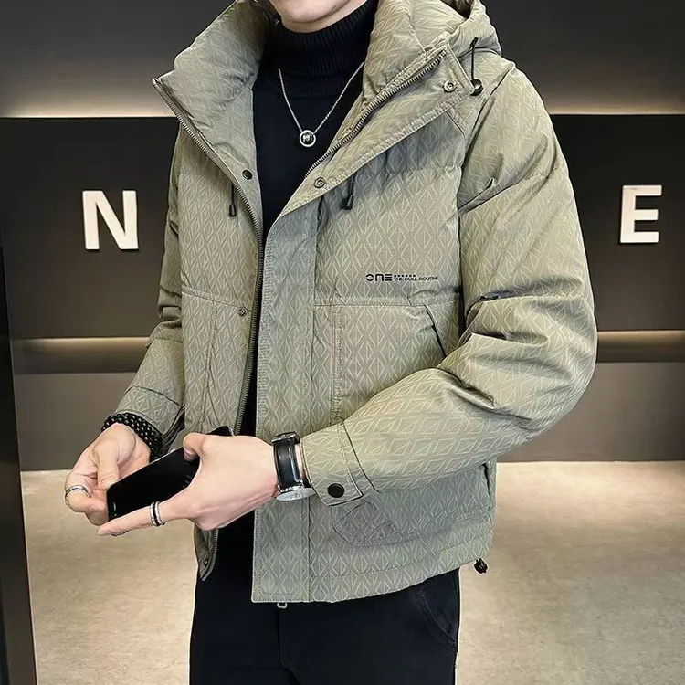 2025年冬季新款男士羽绒加厚羽绒服潮流防风百搭连帽休闲保暖外套