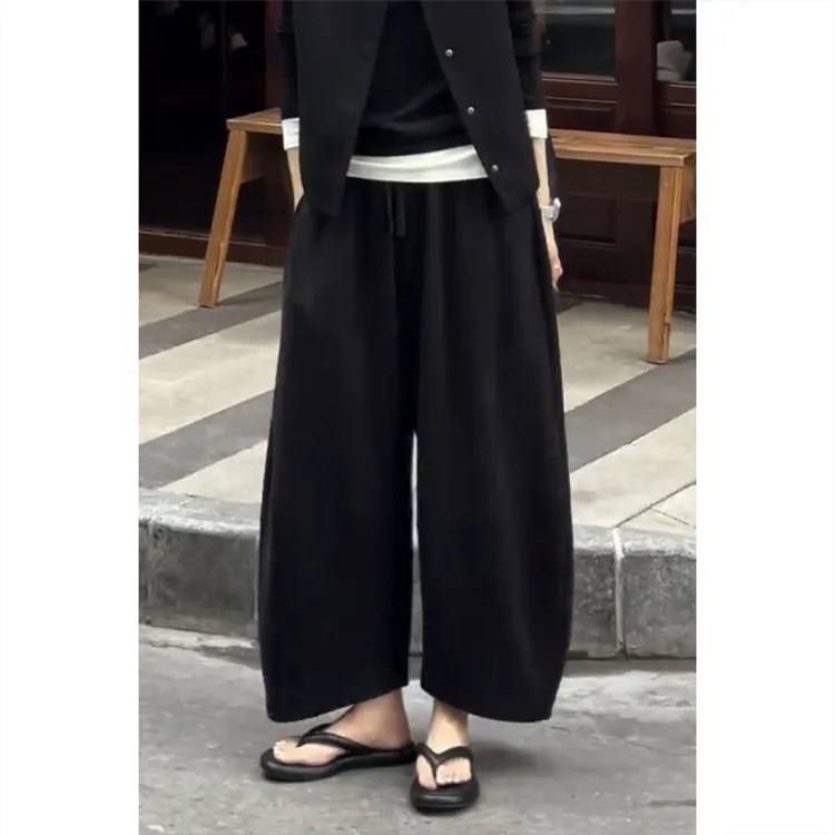 艾塔莉显瘦高级休闲裤新款女春夏新款宽松遮肉阔腿直筒裤时尚大码