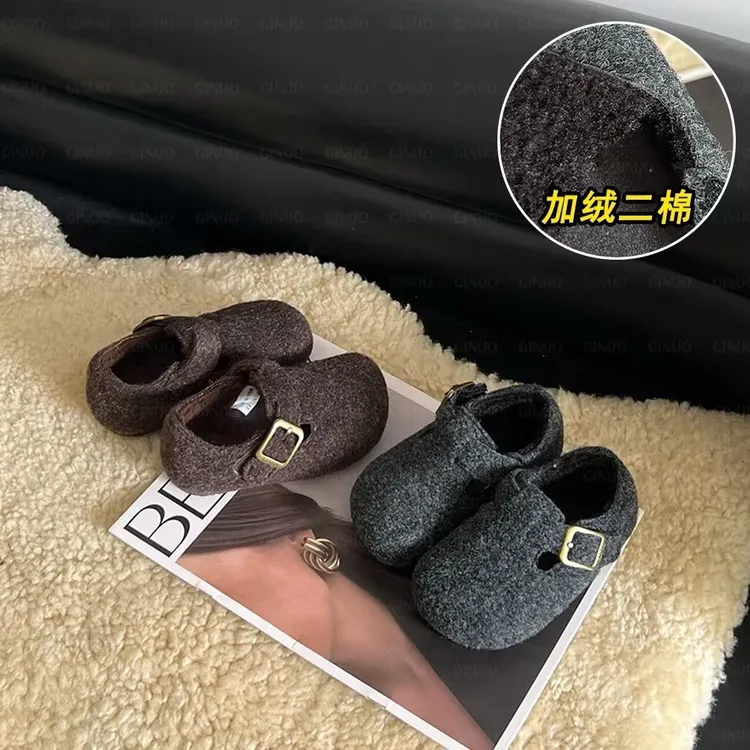 Gina格雷系勃肯鞋冬季新款鞋子加绒小童学步鞋儿童棉鞋子1056M