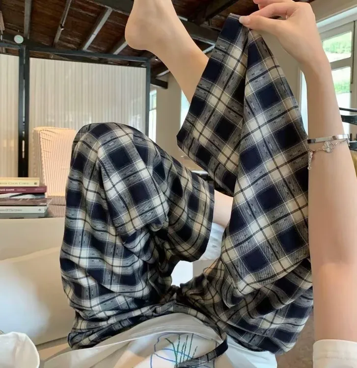 【现货】棉绸新款时尚女夏秋人棉阔腿宽松显瘦居家外穿空调休闲睡裤