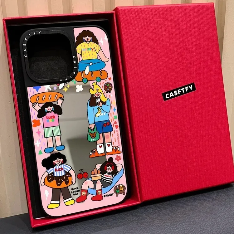 case多巴胺韩风插画老iPhone15promax手机壳16涂鸦13镜子14潮xs