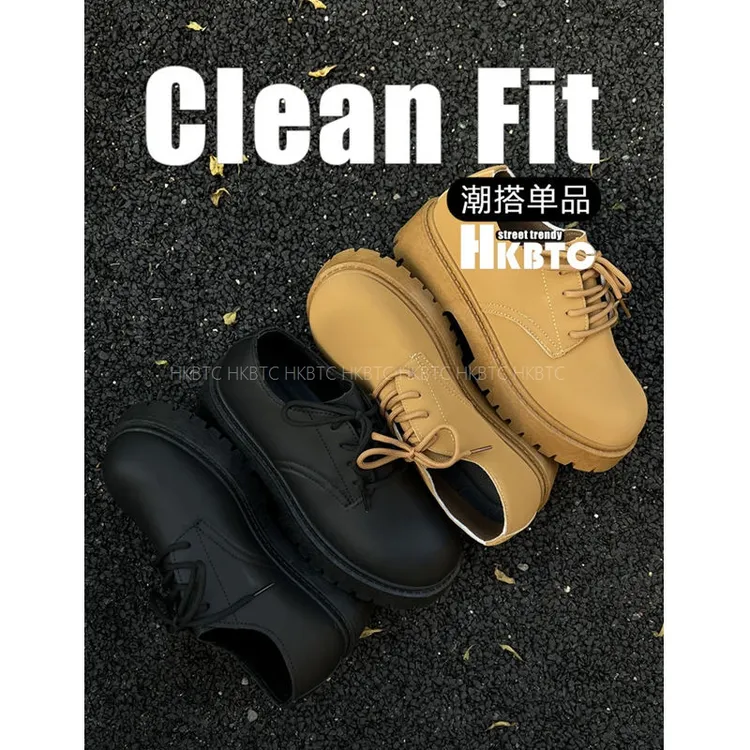 HKBTCCLEANFIT秋季新款 46大码复古厚底大头德比鞋欧美休闲男皮鞋