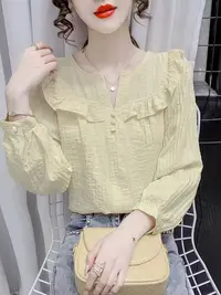 气质洋气法式宫廷风木耳边娃娃长袖女2025秋新款